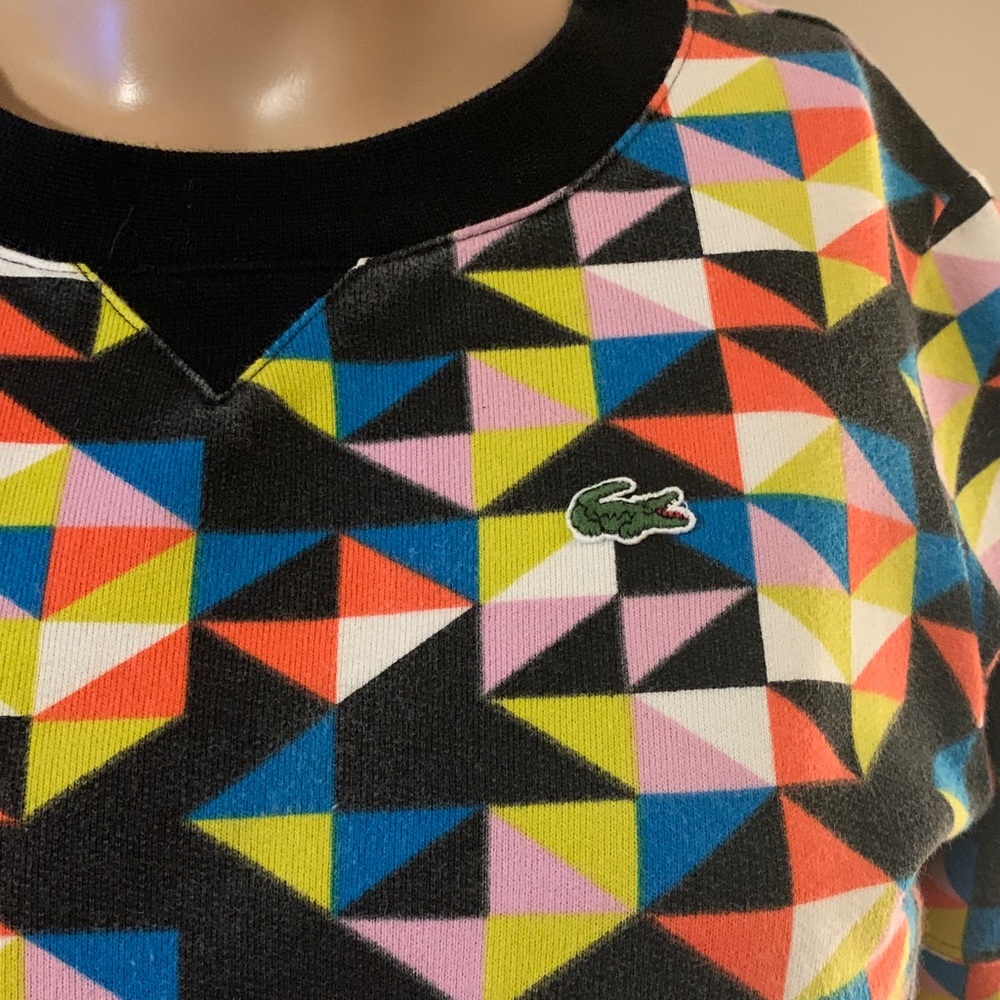 Lacoste Multicolor Geometric Crew Neck dress/sweater, small - Picture 2 of 9